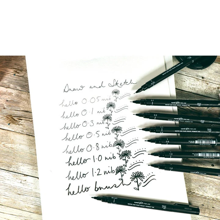 UNI PIN Draw and Sketch Fineliner Marker Set, Set of 8