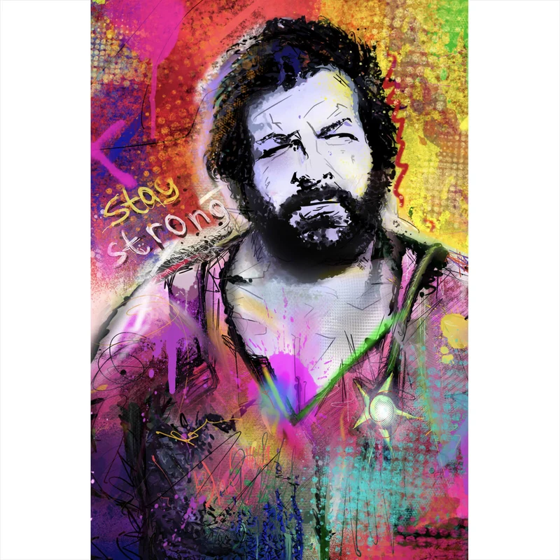 Acrylglasbild Portrait Schauspieler in Graffiti Optik Hochformat