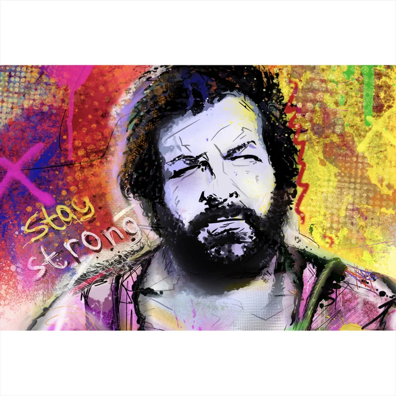 Spannrahmenbild Portrait Schauspieler in Graffiti Optik Querformat