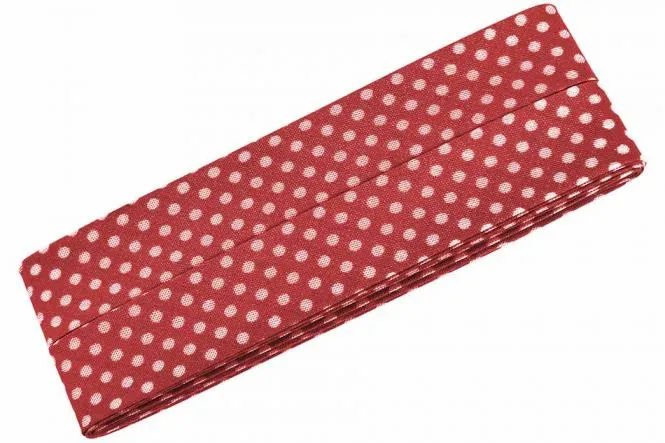 Baumwolle-Schrägband 3m Punkte rot