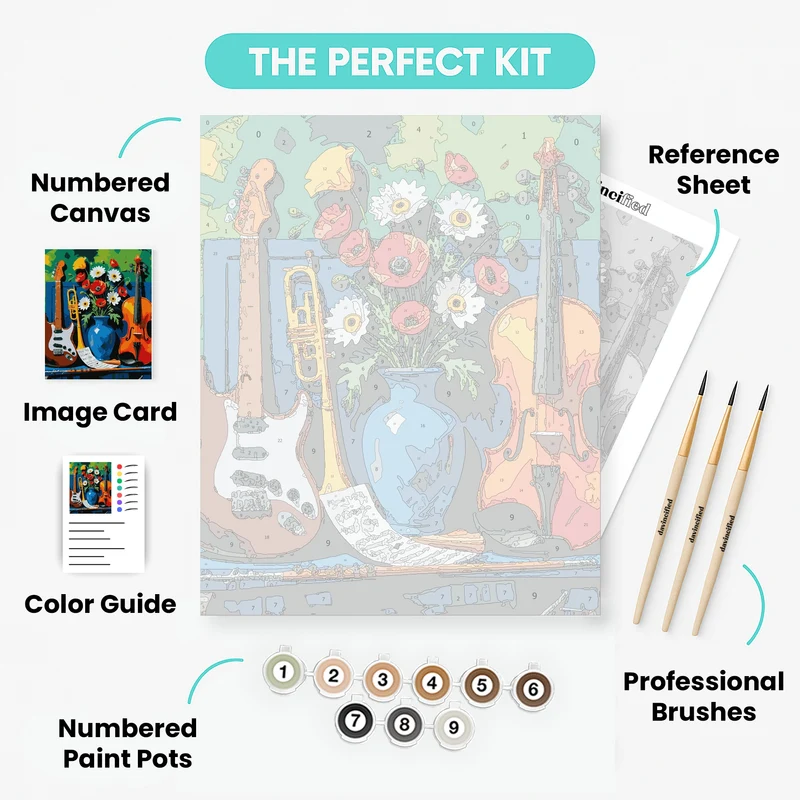 Musical Still Life with Flowers - Paint by Numbers Kit