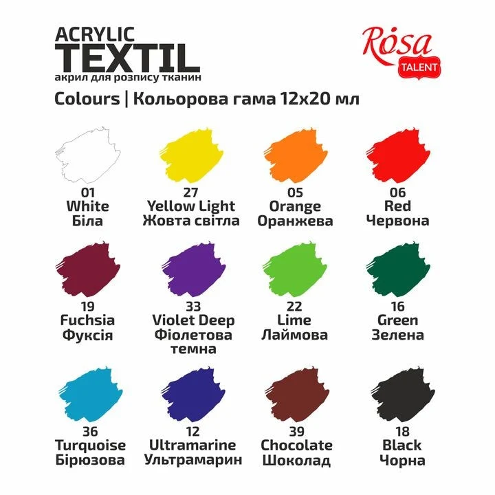 ROSA TALENT STYLE Acrylic Paint Set for Fabric