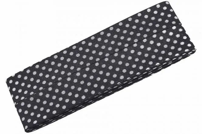 Baumwolle-Schrägband 3m Punkte schwarz
