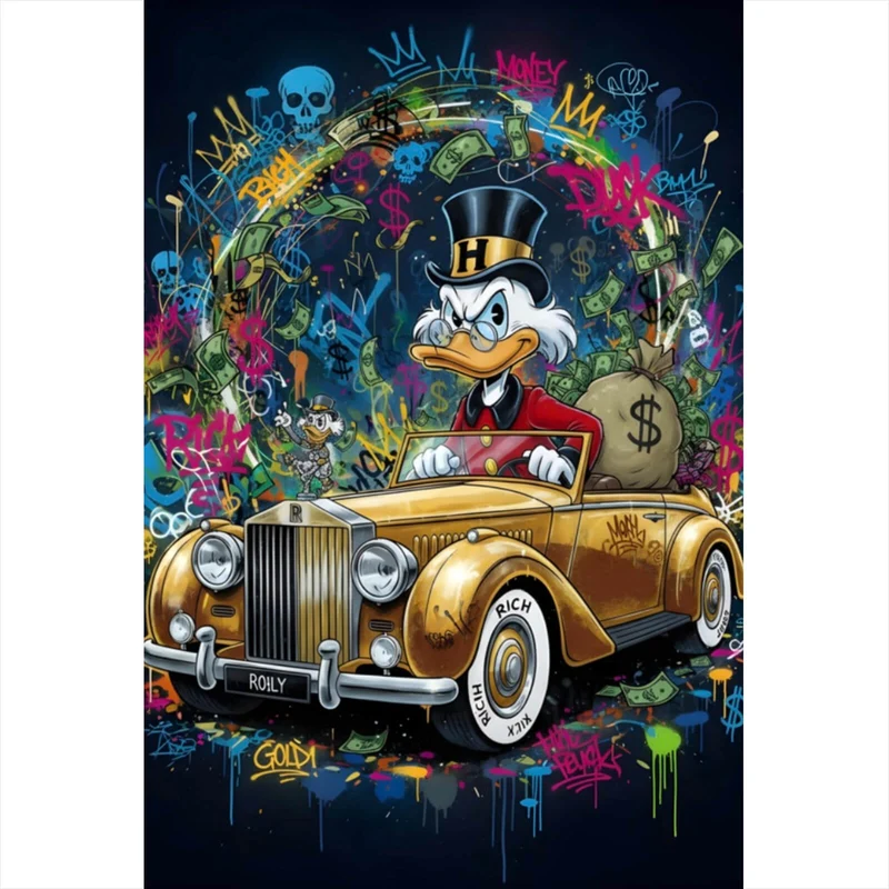 Poster Eindrucksvolle Ente in einem Luxusauto Hochformat