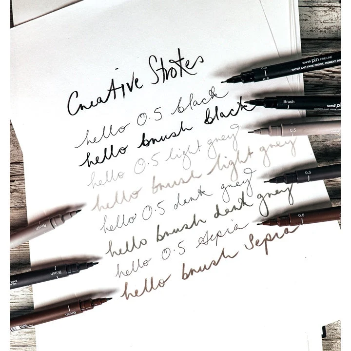 UNI PIN Creative Strokes Fineliner Marker Set of 8