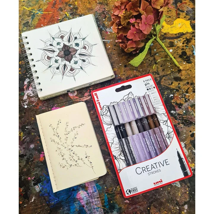 UNI PIN Creative Strokes Fineliner Marker Set of 8