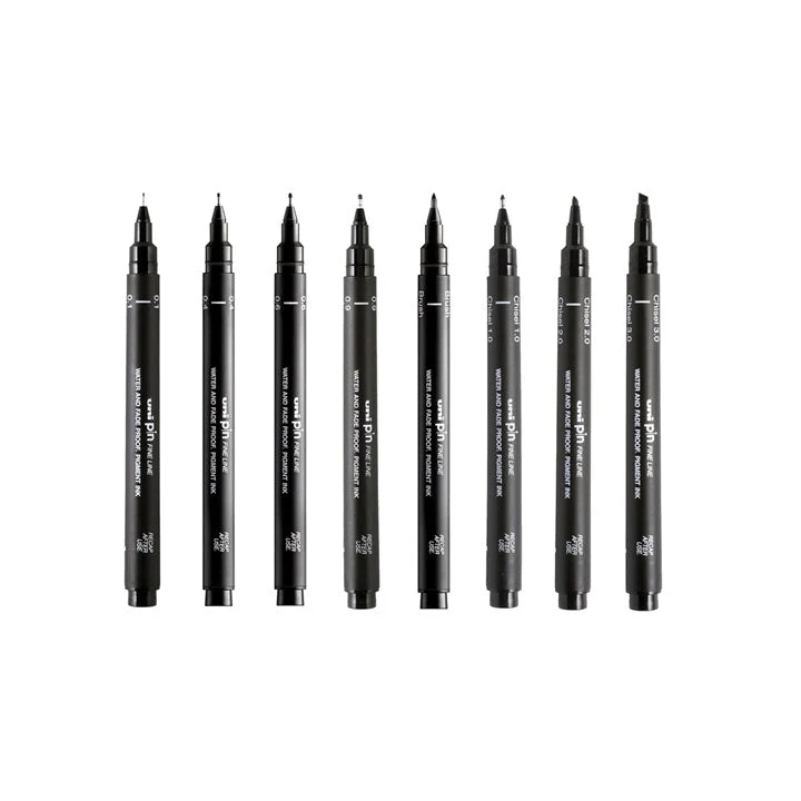UNI PIN Calligraphy Fineliner Set of 8