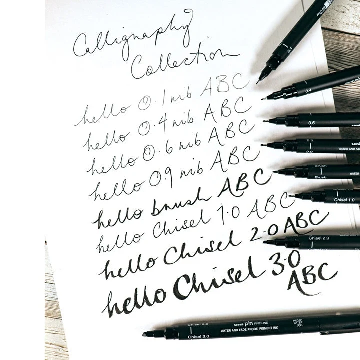 UNI PIN Calligraphy Fineliner Set of 8