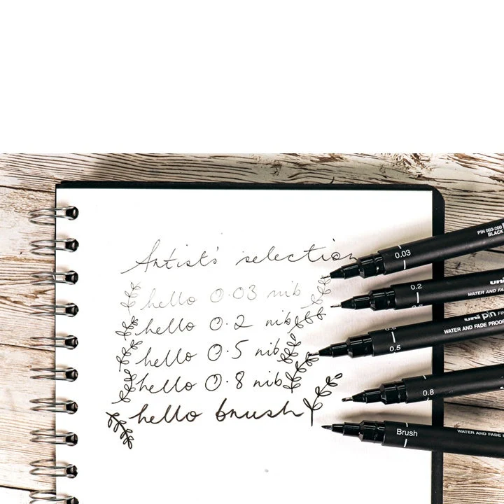 UNI PIN Artist Selection Fineliner Marker Set of 5