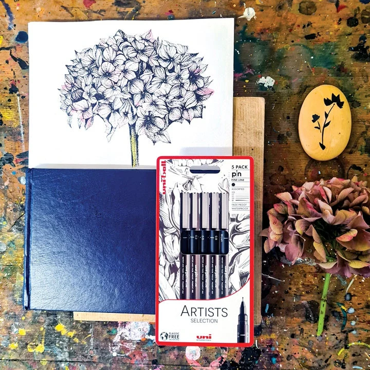 UNI PIN Artist Selection Fineliner Marker Set of 5