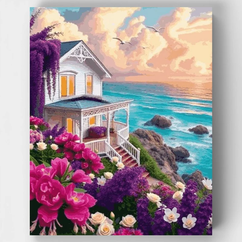"Oceanside Cottage" Paint by Numbers Kit