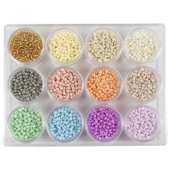 Pastel Seed Beads, 3 mm, Set of 12 x 17 g