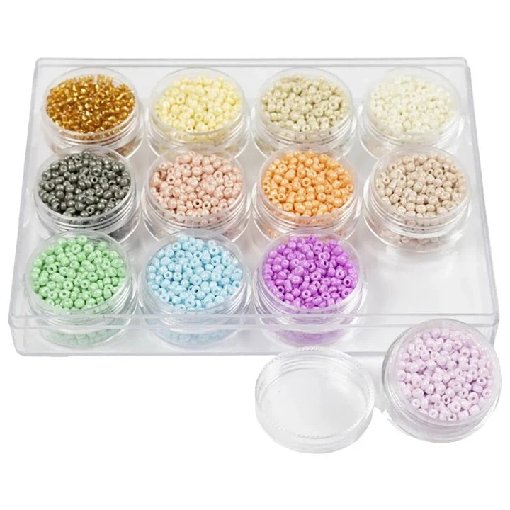 Pastel Seed Beads, 3 mm, Set of 12 x 17 g