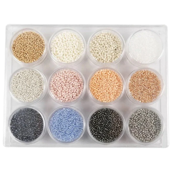 Seed Beads, Soft Colors, 1.7 mm, Set of 12 × 15 g