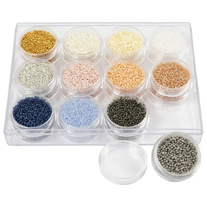 Seed Beads, Soft Colors, 1.7 mm, Set of 12 × 15 g
