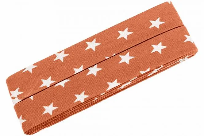 Baumwolle-Schrägband 3m Sterne orange