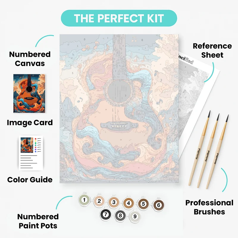 Fire and Water Guitar - Paint by Numbers Kit