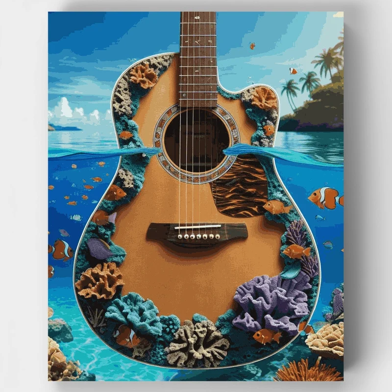Tropical Guitar Paradise - Paint by Numbers Kit