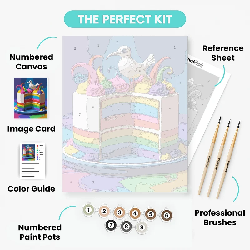 Rainbow Layer Cake with White Bird - Paint by Numbers Kit