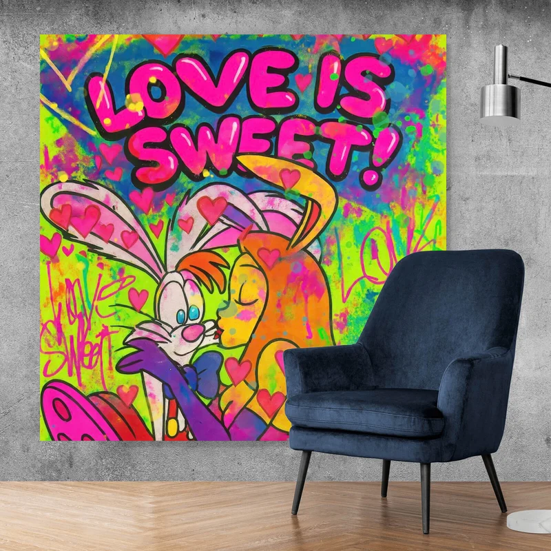 Poster Süßes Pop Art Liebespaar Quadrat
