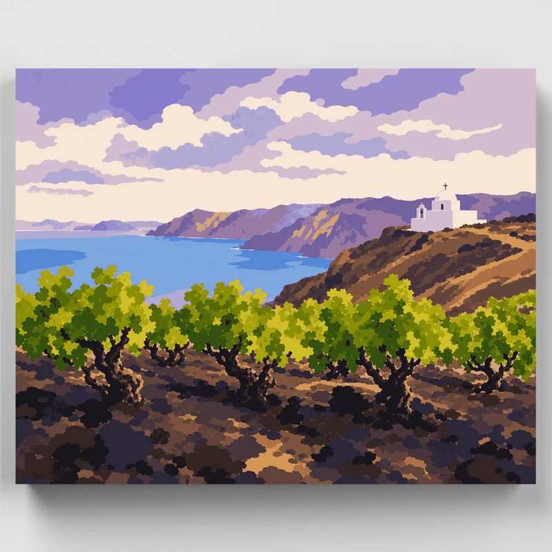 Santorini Vineyard - Paint by Numbers Kit