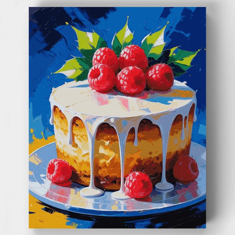 Raspberry Drizzle Cake - Paint by Numbers Kit