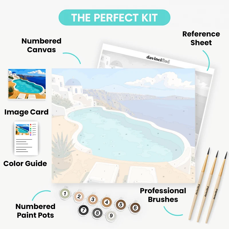 Santorini Pool View - Paint by Numbers Kit