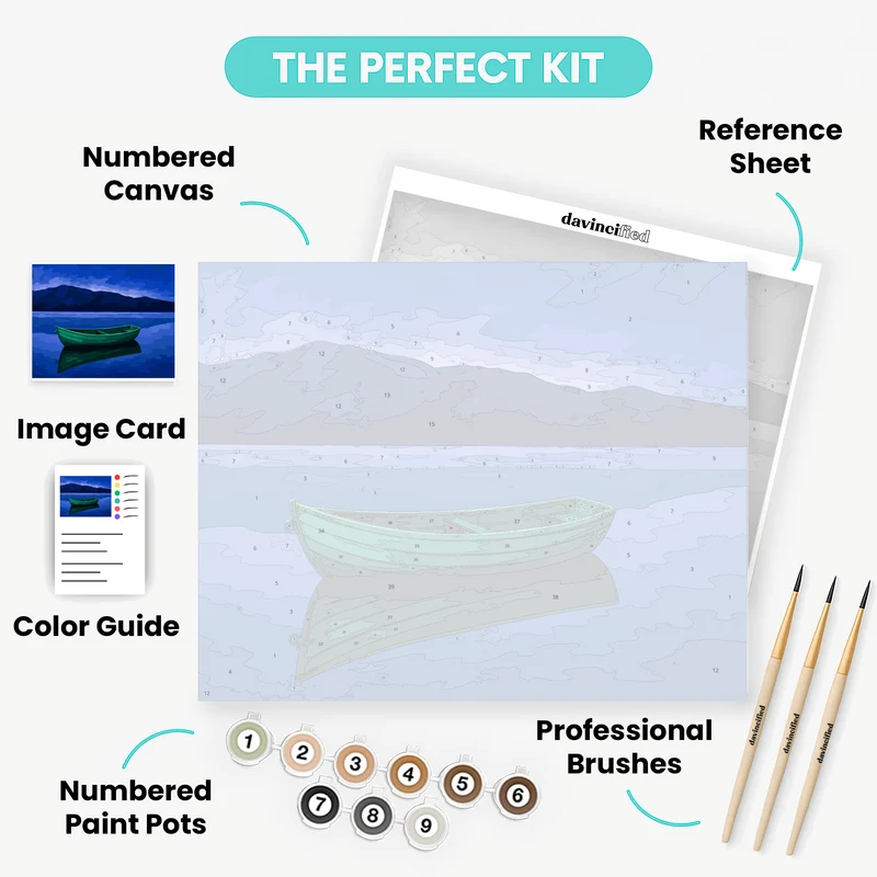Lone Green Rowboat - Paint by Numbers Kit