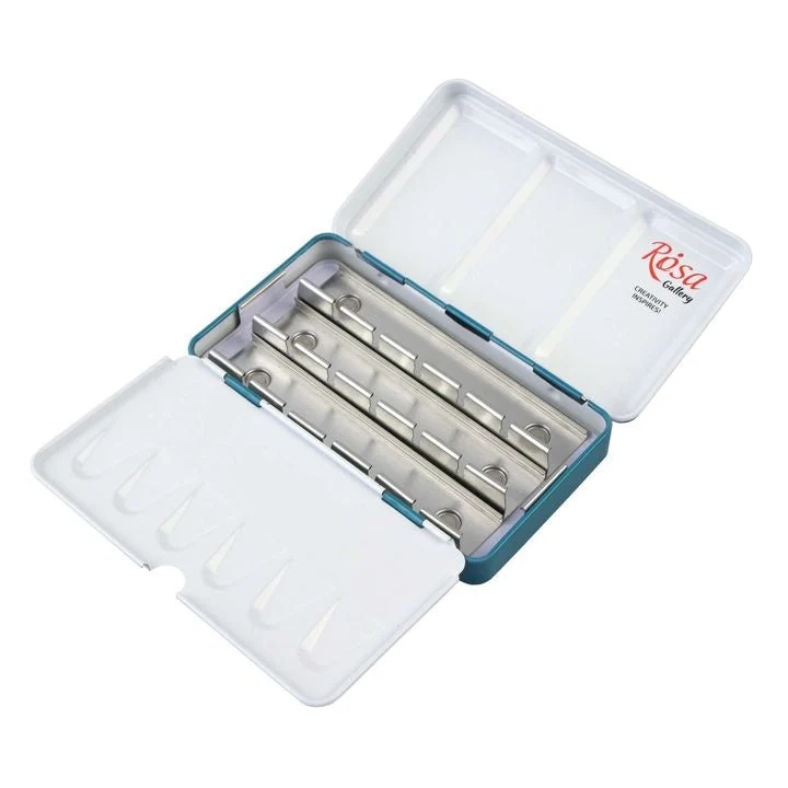 ROSA GALLERY Watercolor Paint Case, Metallic Turquoise, 12 Pans