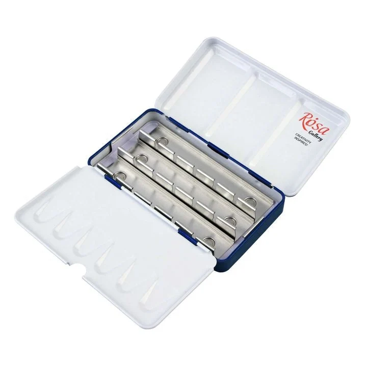 ROSA GALLERY Watercolor Paint Case, Metallic, Indigo, 12 Pans