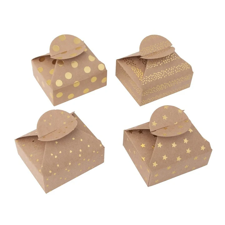 Gift Boxes with Gold Pattern 6x7.5x2.5 cm – Set of 4