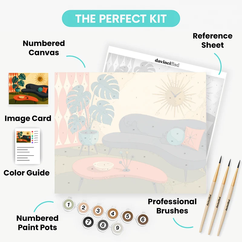 Retro Lounge Room - Paint by Numbers Kit