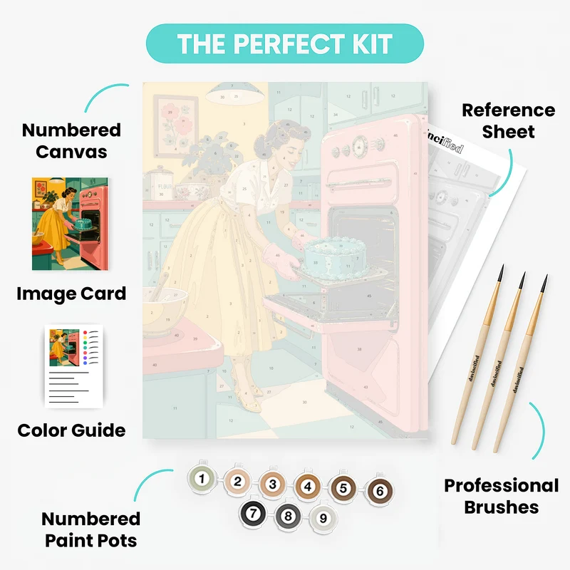 Retro Baking Housewife - Paint by Numbers Kit