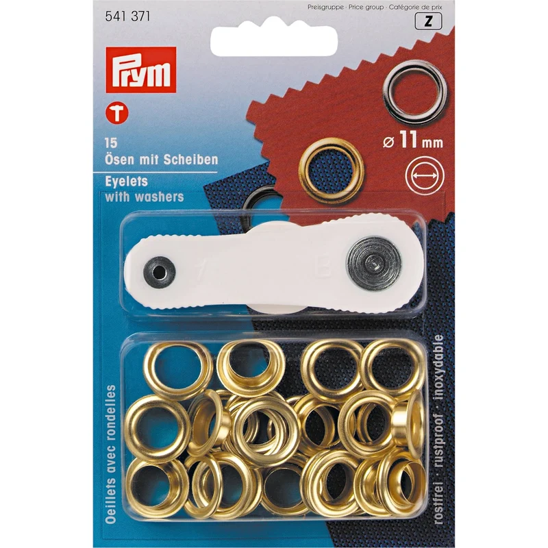 SALE -50% Prym Ösen mit Scheiben 11mm 15 Stk. gold