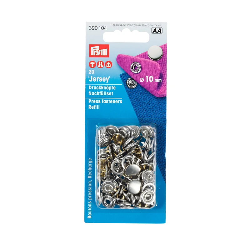 Prym Druckknöpfe Nachfüllset 20 Stk. 10mm Kappe Silber