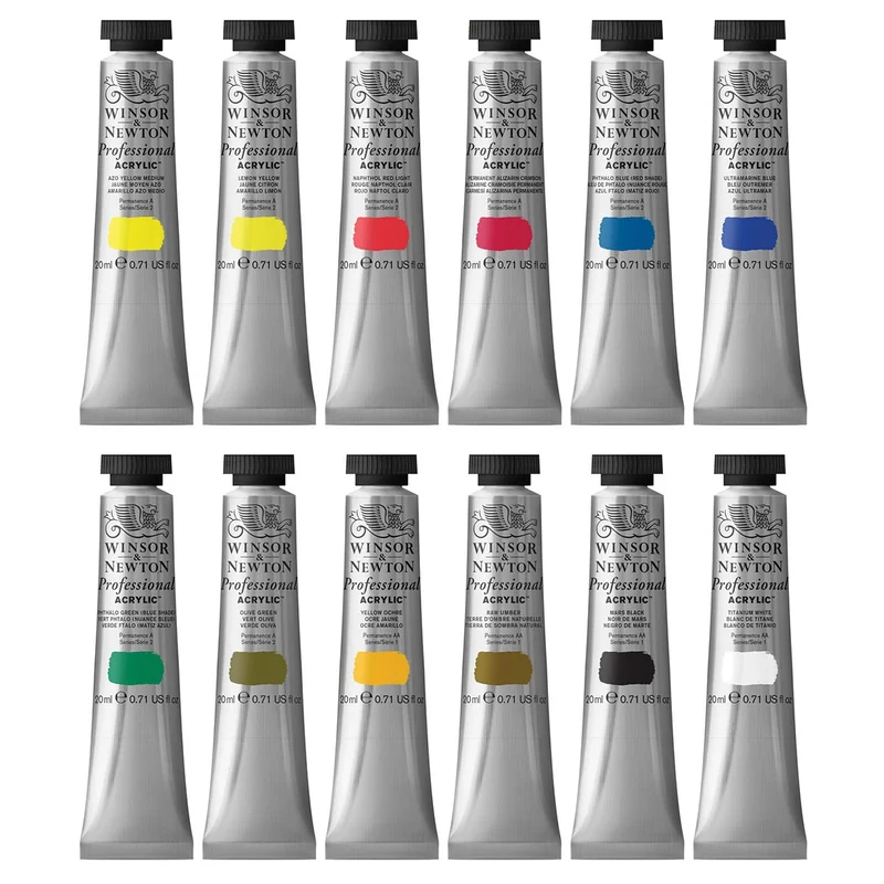 Winsor and Newton - Professional Artists' Acrylic Tube Set 12 x 20ml