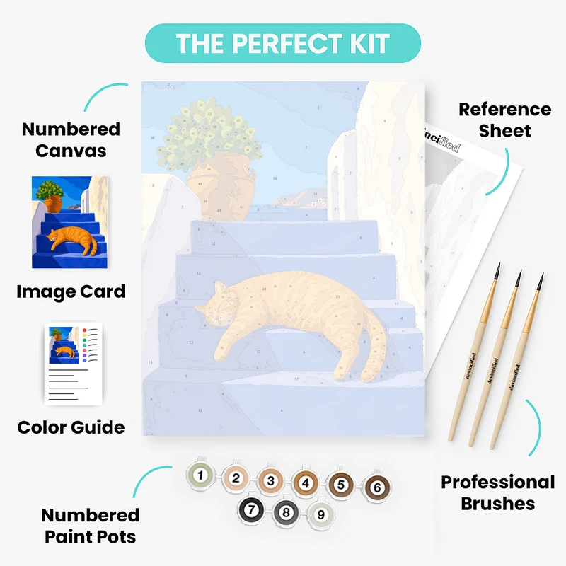 Santorini Cat Nap - Paint by Numbers Kit