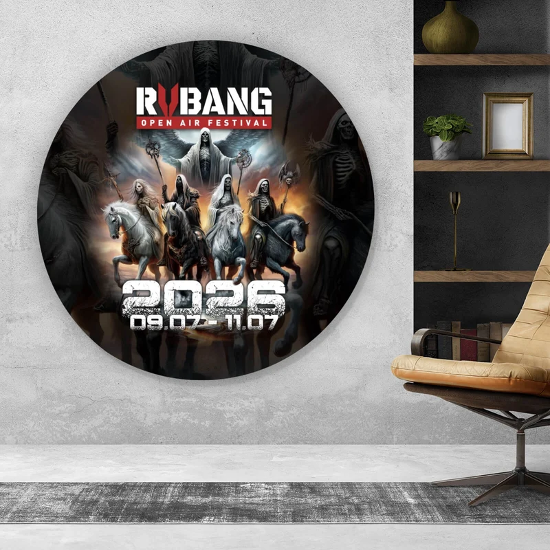 Aluminiumbild gebürstet RVBANG 2026 Logo mit Reiter und Datum Kreis