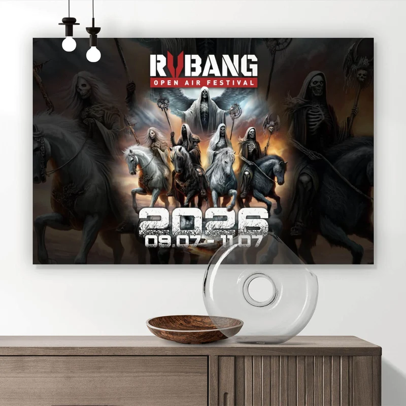 Spannrahmenbild RVBANG 2026 Logo mit Reiter und Datum Querformat