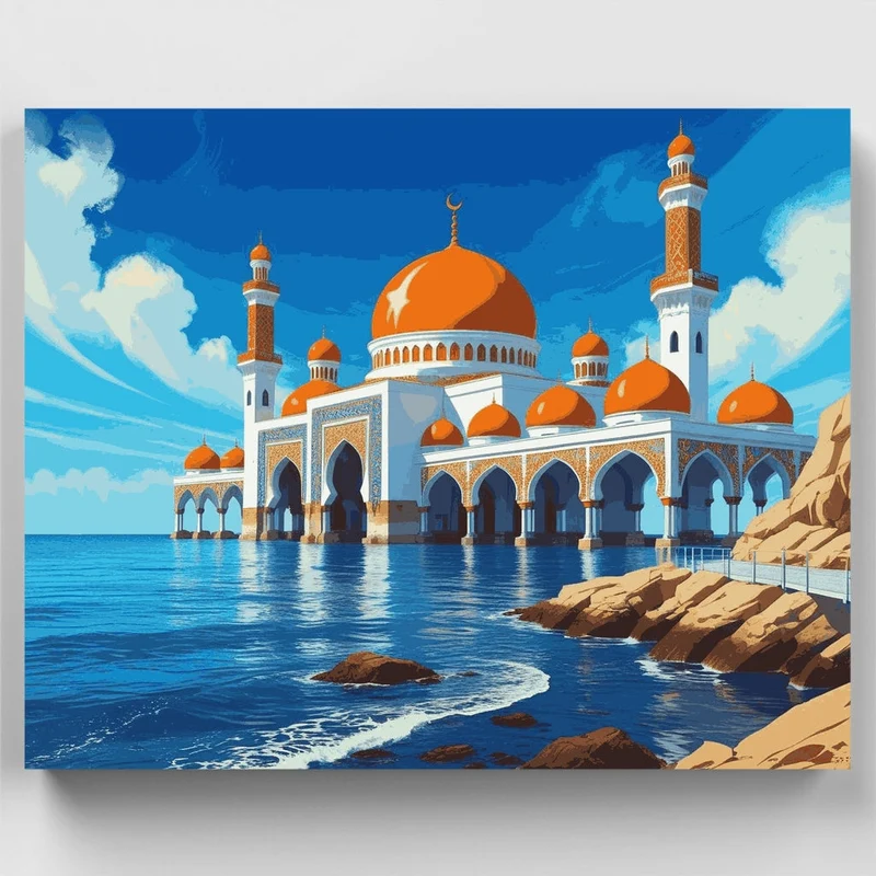 Floating Mosque by the Sea - Paint by Numbers Kit
