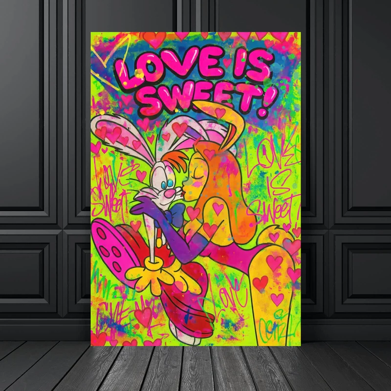 Poster Süßes Pop Art Liebespaar Hochformat