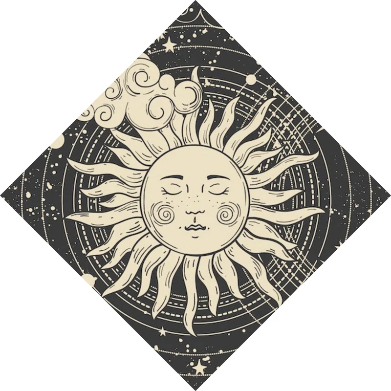 Poster Sonne und Mond vereint Boho Style Raute