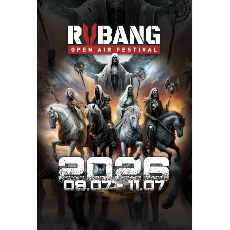 Aluminiumbild RVBANG 2026 Logo mit Reiter und Datum Hochformat