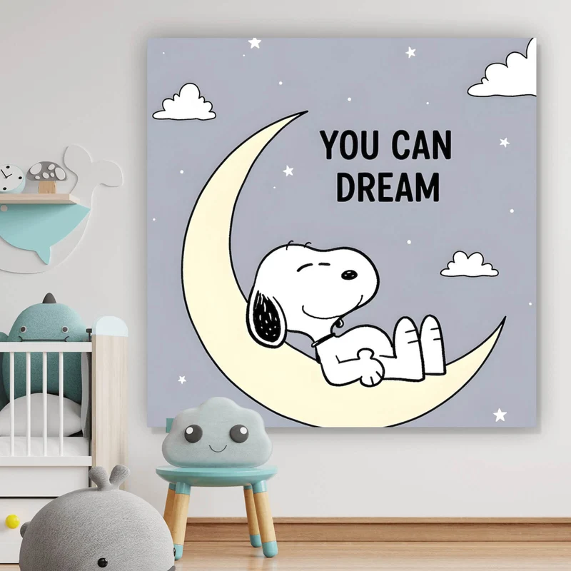 Leinwandbild Traumhafter niedlicher Hund mit inspirierendem Spruch Quadrat