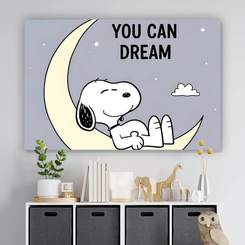 Spannrahmenbild Traumhafter niedlicher Hund mit inspirierendem Spruch Querformat