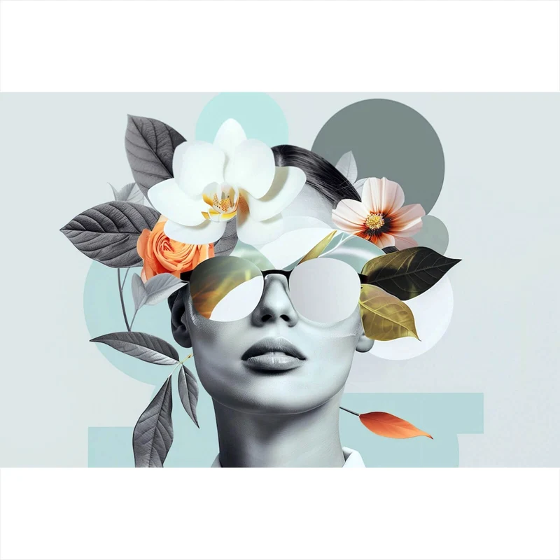 Poster Modernes Porträt mit Blumenarrangement Querformat