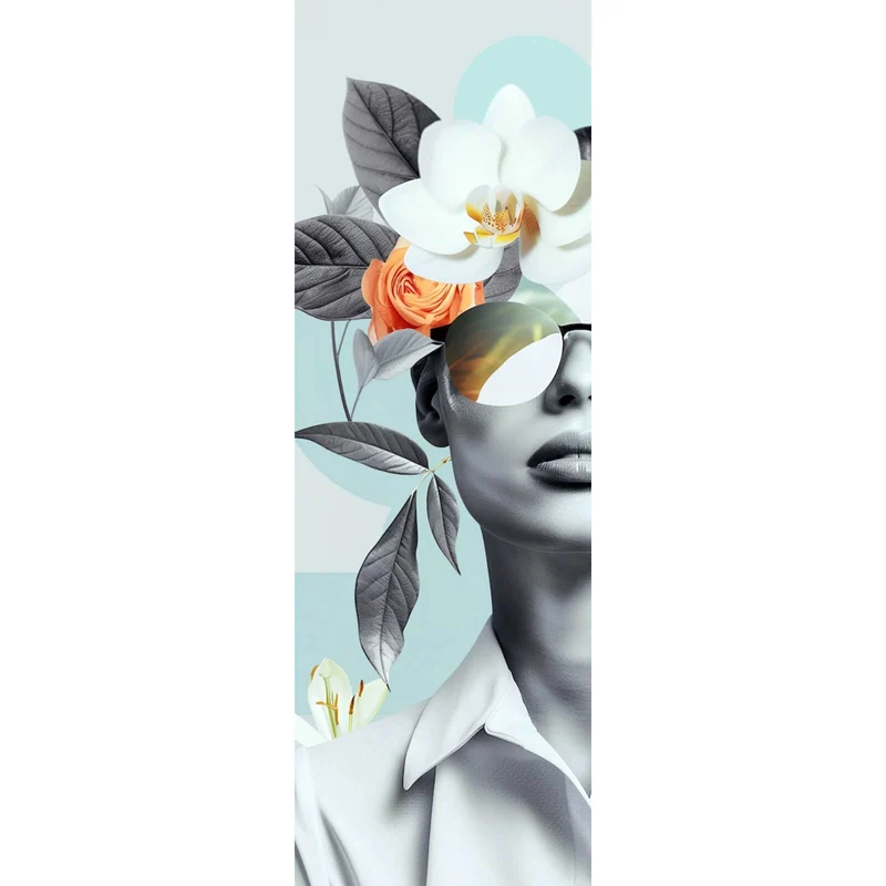 Aluminiumbild Modernes Porträt mit Blumenarrangement Panorama Hoch
