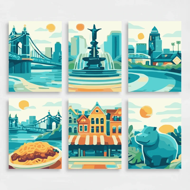 Cincinnati Landmarks - Mini Paint by Numbers Set