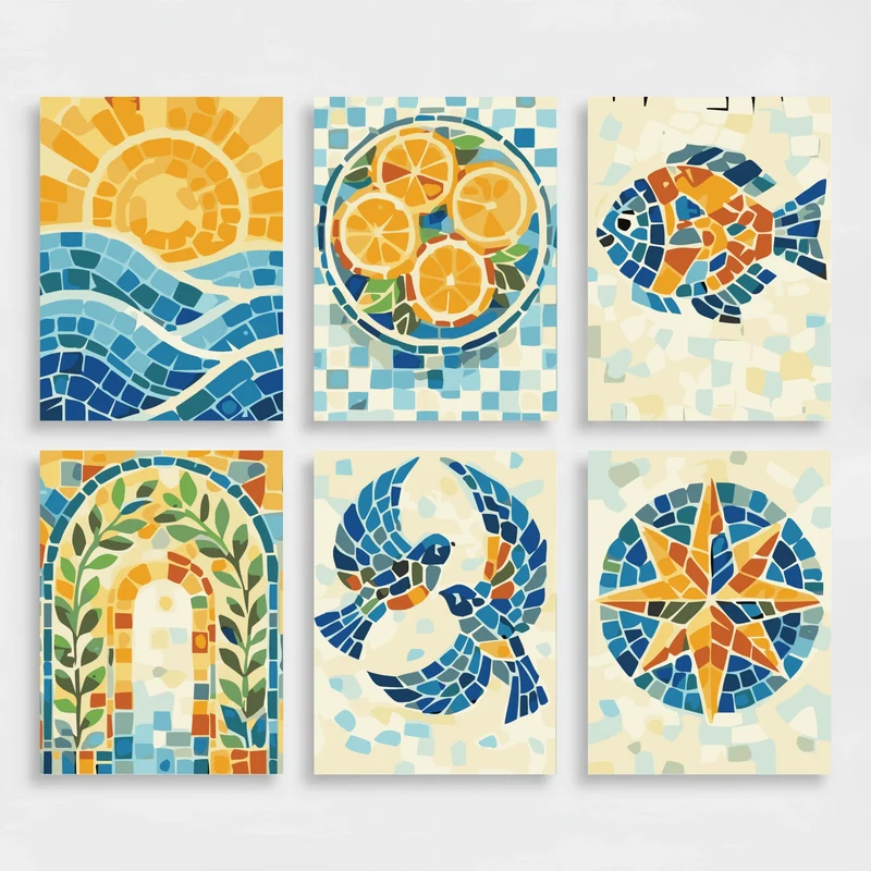 Mediterranean Mosaic - Mini Paint by Numbers Set