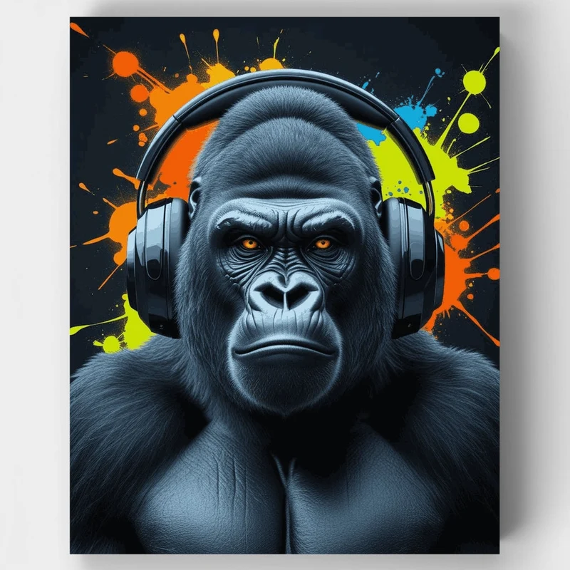 Gorilla with Headphones - Paint by Numbers Kit